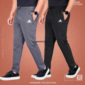 2Pcs Mens Premium  sports trousers (Black+Ash)